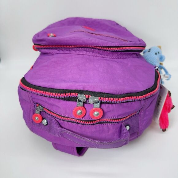 Kipling Seoul Large 15" Laptop Backpack Violet Purple Colorblock Zip Gorilla NWT - Picture 7 of 10